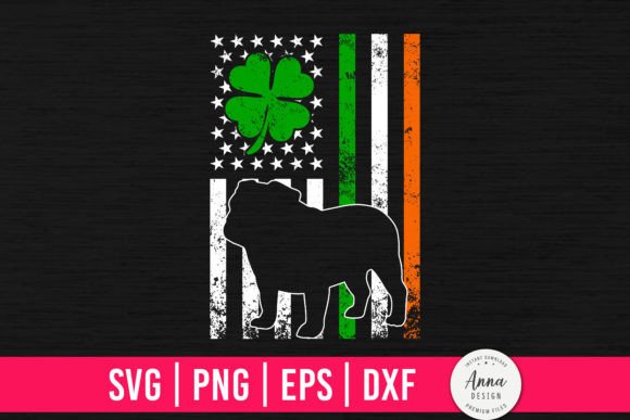 Bulldog American Flag St. Patrick’s Day Graphics