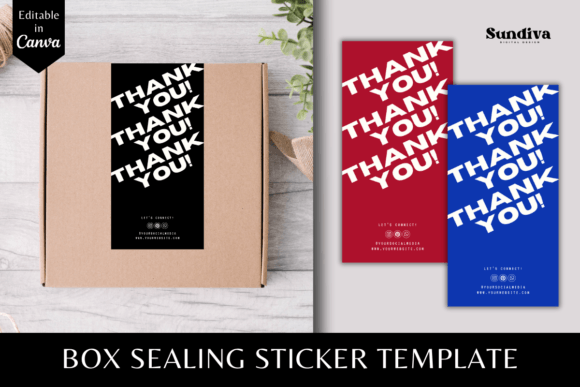 Editable Box Sealing Stickers Template 2