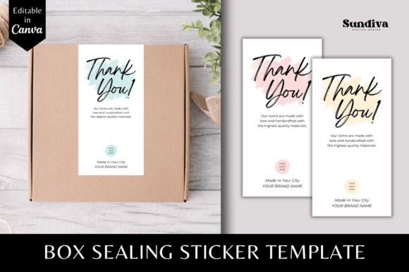 Editable Box Sealing Stickers Template 6