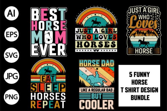 Funny Horse T Shirt Design Bundle