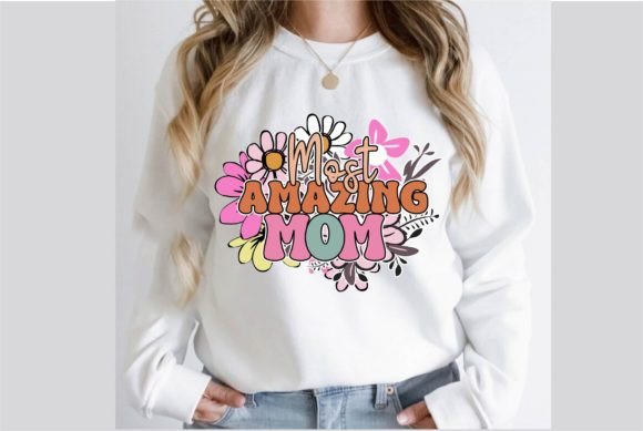 Most Amazing Mom Retro T-Shirt Design
