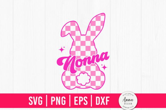 Nonna Easter Retro Pink Checkered Bunny