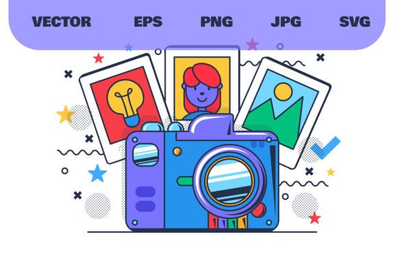 Photo Camera Illustration for Graphics and Illustrations