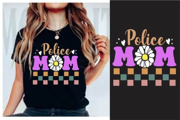 Police Mom Retro PNG T-Shirt Design